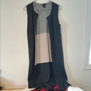 Adrienne Vittadini Black and Gray Knit Poncho